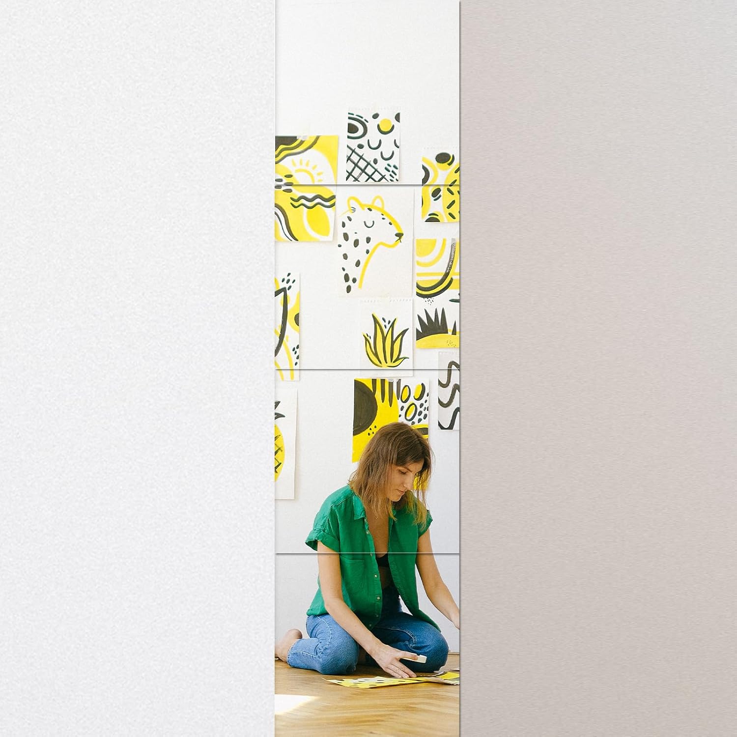 Socokici Espejo de pared de longitud completa inastillable, 4 piezas de azulejos de espejo acrílicos autoadhesivos de 0.079 pulgadas de grosor,