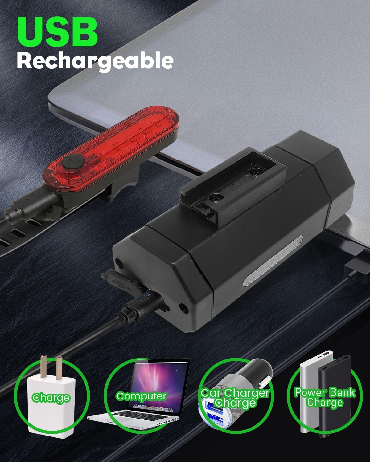 Victoper Bike Lights, High Lumen LED Dirt Bike Lights for Night Riding, Rechargeable Bike Light Front and Back, Mountain Bicycle Lights Set Front