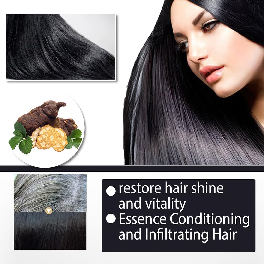 Champú de hierbas Yaguan, champú negro Yaguan, tinte para el cabello, champú para cabello negro Yaguan de Corea, champú efectivo para cabello blanco