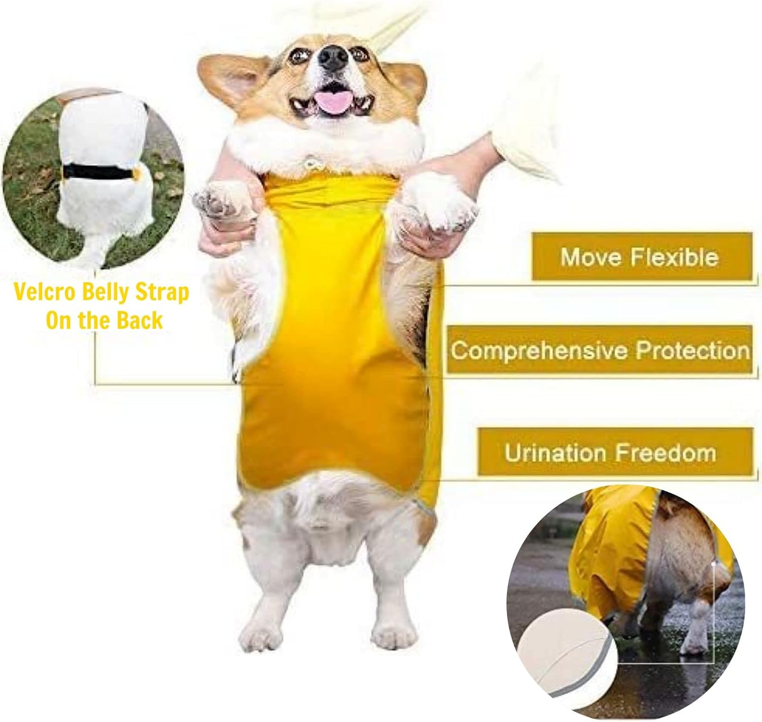 Luccalily Poncho impermeable con capucha para perros y cachorros y perros pequeños a grandes, chaqueta impermeable para perro con tira reflectante,