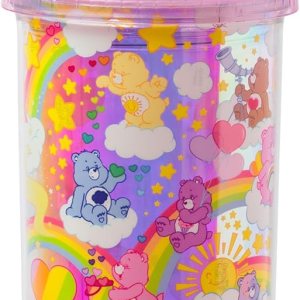 Silver Buffalo Care Bears – Vaso alto de plástico iridiscente con tapa y pajilla, con Funshine Bear, Grumpy Bear, Cheer Bear, Tenderheart Bear, 20 Silver Buffalo Care Bears – Vaso alto de plástico iridiscente con tapa y pajilla, con Funshine Bear, Grumpy Bear, Cheer Bear, Tenderheart Bear, 20