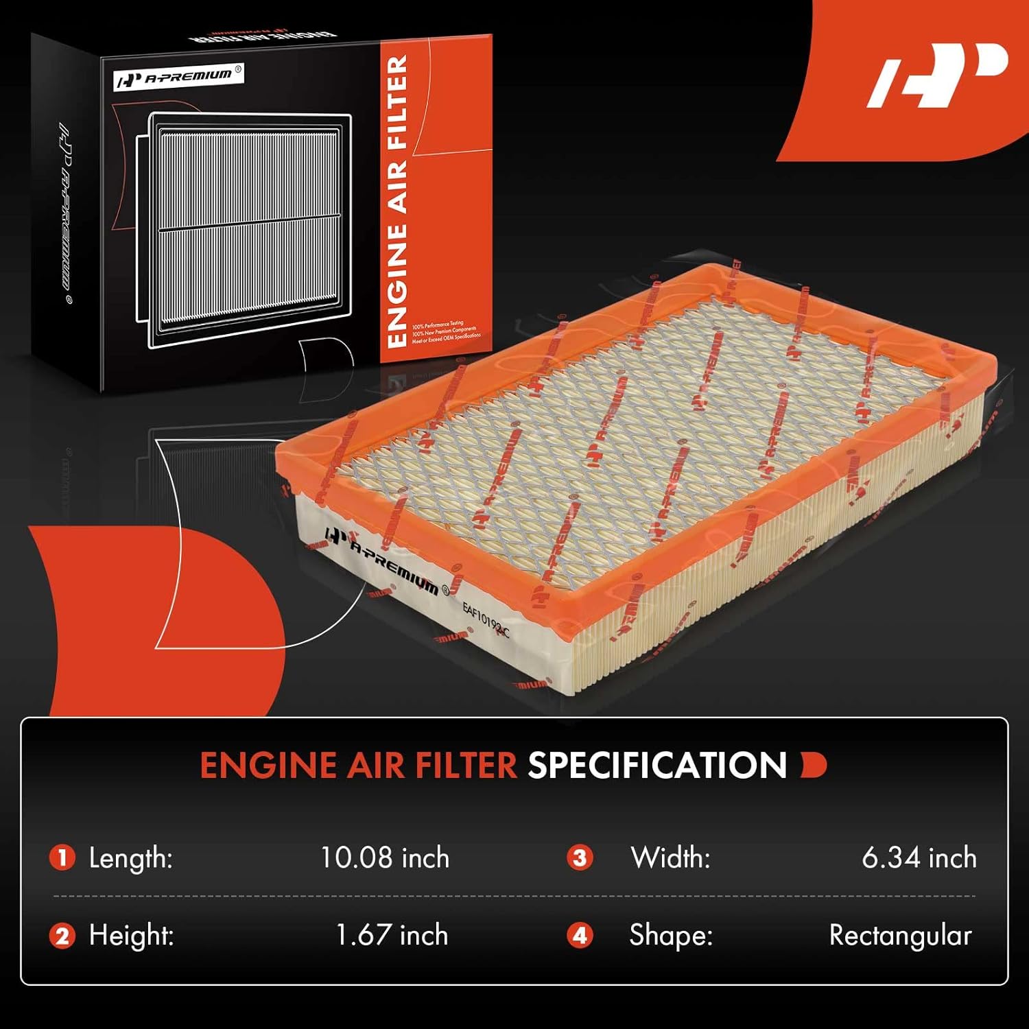 A-Premium Filtro de aire de motor compatible con Chrysler PT Cruiser 2006 2007 2008 2009 2010, panel flexible, repuesto # 4891691AA