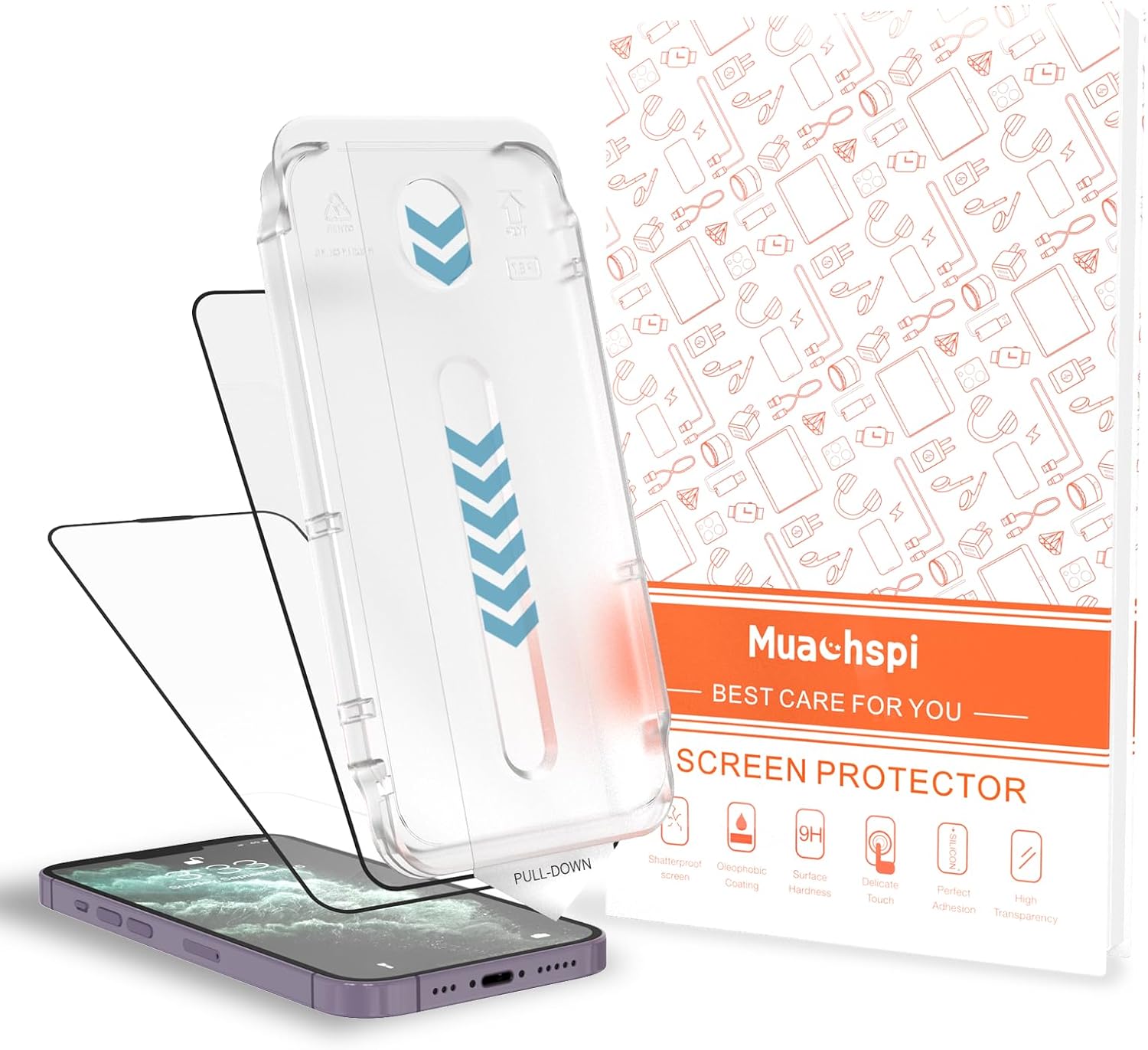 Paquete de 2 protectores de pantalla para iPhone 15 Pro de 6.1 pulgadas de vidrio templado fácil instalación, cobertura completa, antihuellas, a