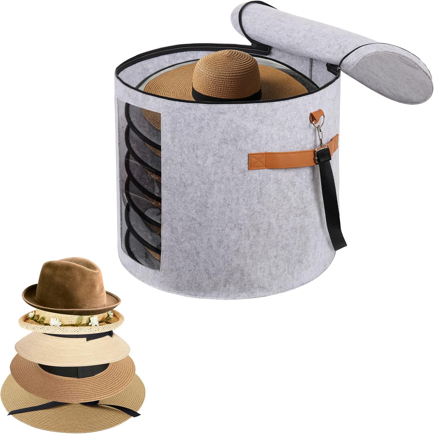Ohiyoo Cajas grandes para sombreros de ala ancha, caja de almacenamiento grande para sombreros de 19 pulgadas de profundidad x 17 pulgadas de alto,