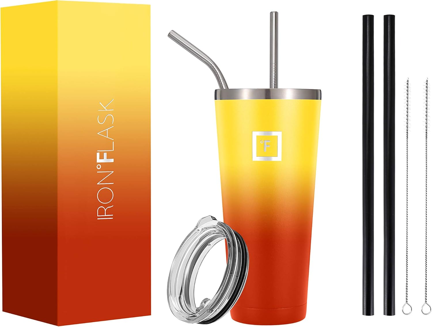 IRON FLASK Vaso clásico de 16, 24 o 32 onzas, acero inoxidable aislado al vacío, frío o caliente, moderno de doble pared, simple vaso térmico de