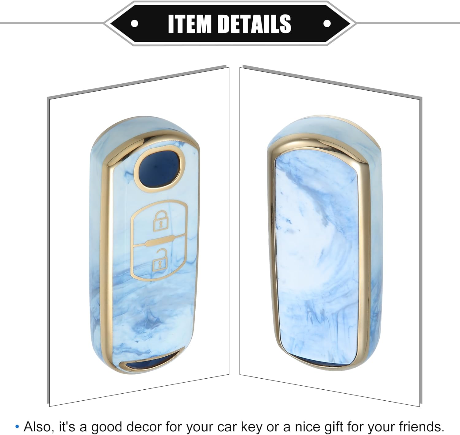 Funda para llavero compatible con Mazda CX-3 CX-4, patrón de porcelana de 2 botones, a la moda, suave, TPU azul, control remoto, sin llave, funda de