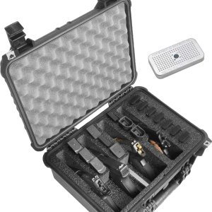 Case Club Funda impermeable precortada para 4 pistolas y 16 cargadores con recipiente de gel de sílice incluido para ayudar a prevenir el óxido de Case Club Funda impermeable precortada para 4 pistolas y 16 cargadores con recipiente de gel de sílice incluido para ayudar a prevenir el óxido de