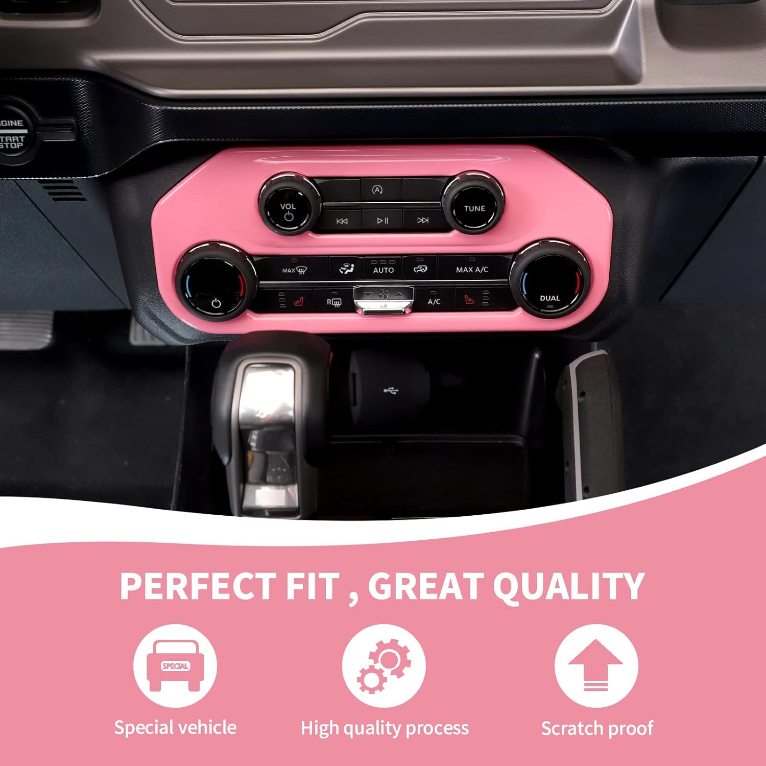 Cubierta para panel de interruptor de aire acondicionado, consola central AC, ajuste de botón compatible con accesorios interiores Ford Bronco