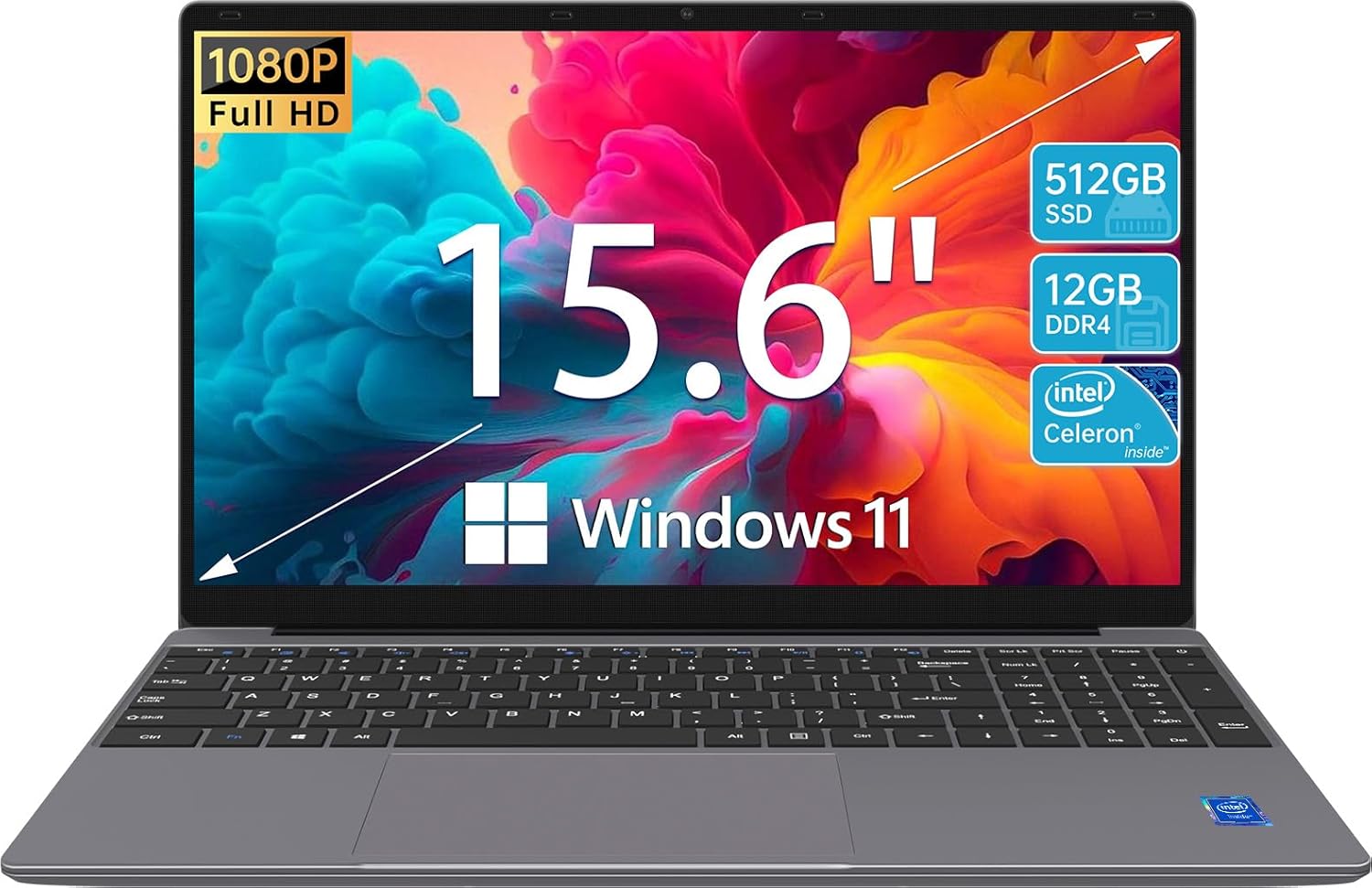 ApoloSign Portátil de 15,6 pulgadas, 12 GB de RAM 512 GB SSD, computadora portátil Windows 11, Intel Jasper Lake N5095(hasta 2,8 GHz), pantalla IPS