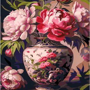 Omaart Kit de pintura por números para principiantes, lienzo enmarcado, bonito diseño de peonías, incluye lienzo enmarcado y estirado preimpreso, Omaart Kit de pintura por números para principiantes, lienzo enmarcado, bonito diseño de peonías, incluye lienzo enmarcado y estirado preimpreso,