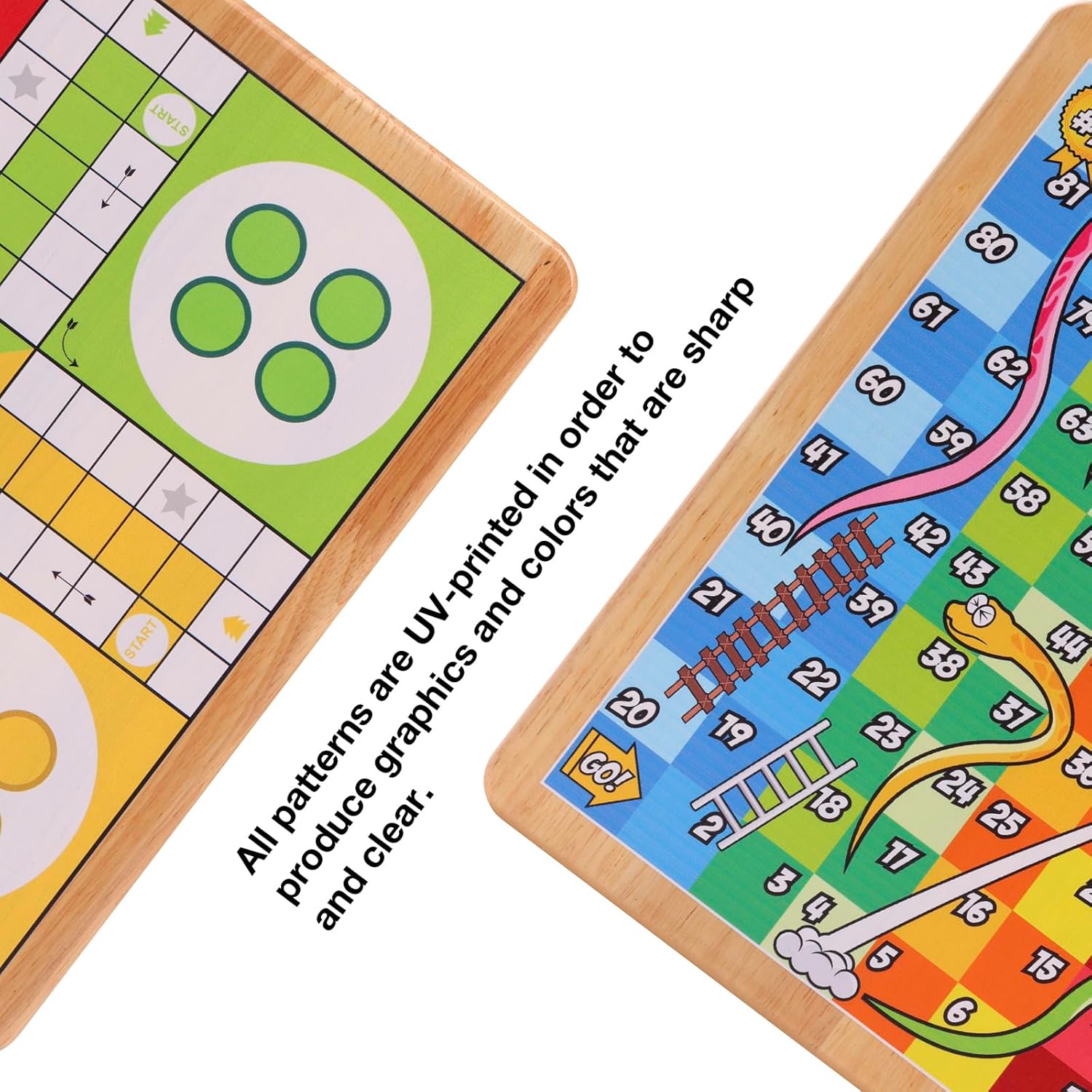 Crobyi Juego de mesa Ludo de 12 pulgadas + juego de mesa de serpientes y escaleras, 2 en 1, juego de mesa clásico para adultos y niños, incluye 1