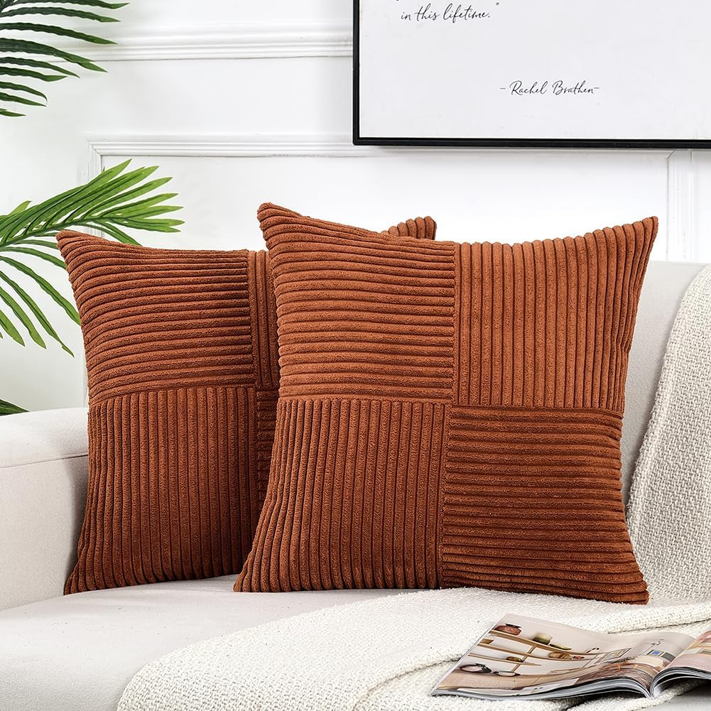 Fancy Homi Fundas de almohada decorativas de color óxido de 20 x 20 pulgadas para sala de estar, sofá cama, estilo rústico, estilo bohemio,