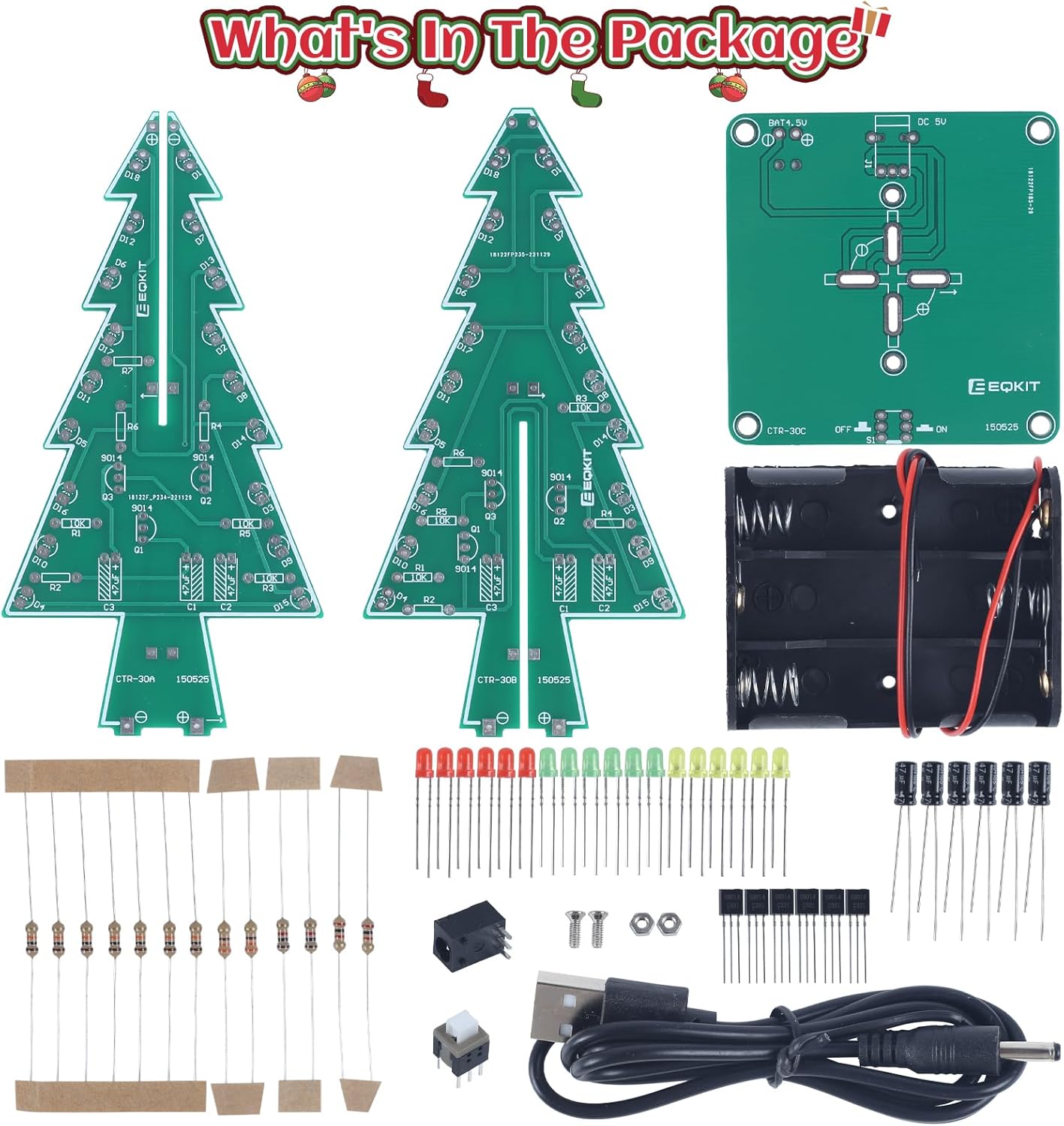 IS Icstation – Proyecto de soldadura de árbol de Navidad, kit de soldadura de árbol de Navidad 3D con luces LED intermitentes, práctica de soldadura