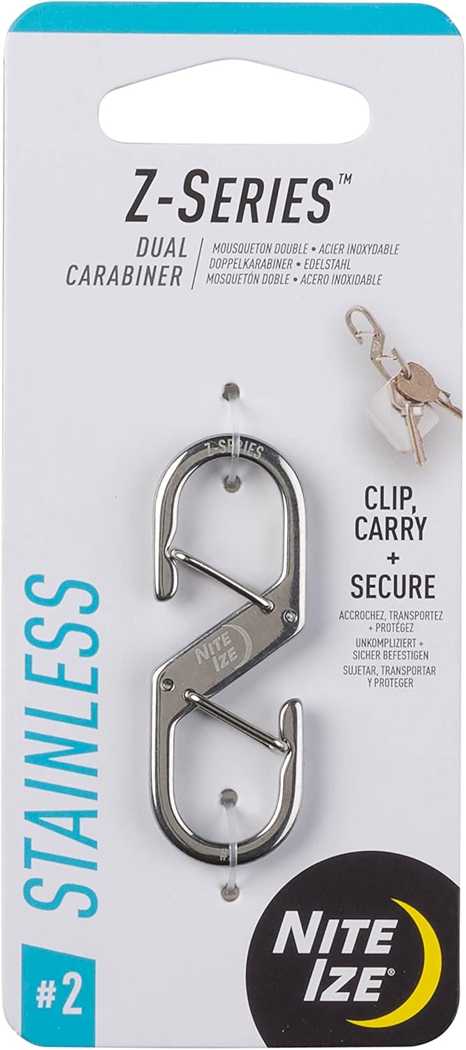 Nite Ize Z-Series Dual Carabiner, Double Gated Stainless Steel Clip