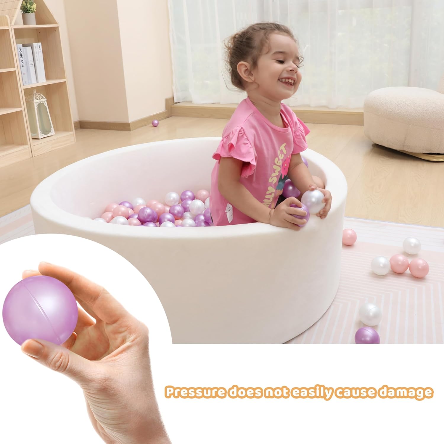 100 bolas para hogueras de 2.16 pulgadas, bolas de plástico a prueba de aplastamiento para niños pequeños, casa de juegos, piscina, decoración de