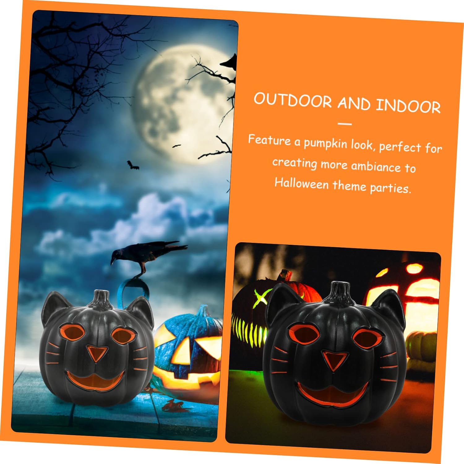 YARNOW 2 piezas de decoración de mesa de comedor de Jack-o-Lantern, adornos de Halloween, decoración de mesa de comedor, luces de calabaza de