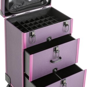 LIYUANJUN Estuche de maquillaje rodante, carrito de salón de belleza con ruedas Carrito de almacenamiento de doble bloqueo con bolsa de tijera, LIYUANJUN Estuche de maquillaje rodante, carrito de salón de belleza con ruedas Carrito de almacenamiento de doble bloqueo con bolsa de tijera,