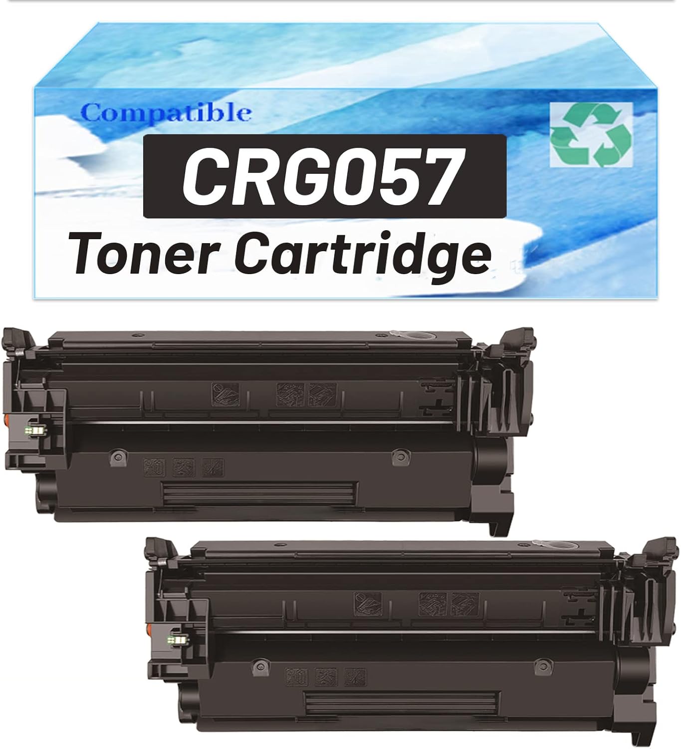 CRG057 Cartucho de tóner negro compatible (con chip) de repuesto para Canon MF440, MF441dw, MF443dw, MF445dw, MF446x, MF449dw, paquete de 2