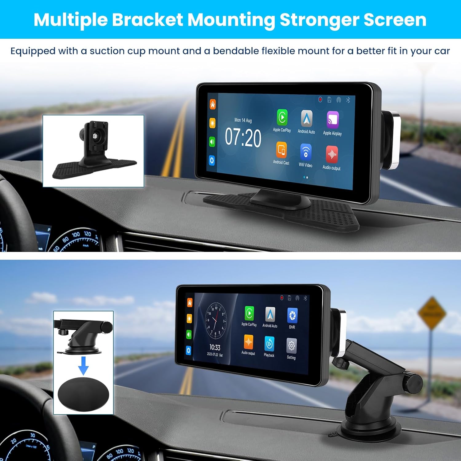 Hikity – Radio portátil inalámbrica para automóvil Carplay 4K, cámara de tablero Hikity de 6.86 pulgadas, pantalla táctil para jugar con Android