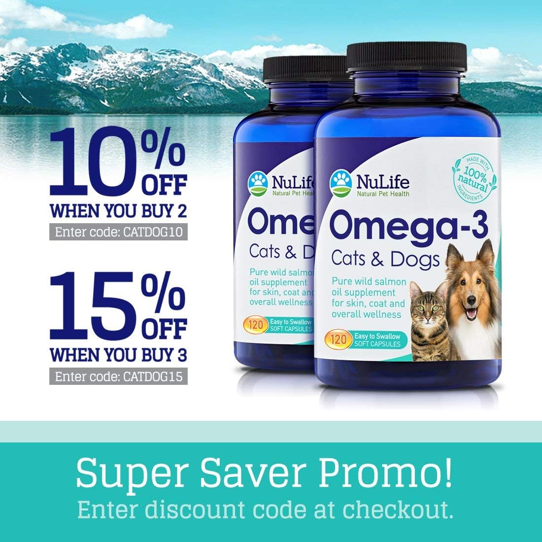 Omega 3100% puro de aceite de pescado para perros y gatos suplemento de aceite de salmón salvaje de Alaska para mascotas, para piel sana y pelo