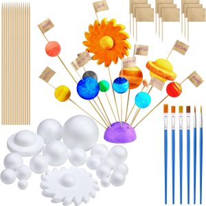 El kit de modelo de sistema solar de 56 piezas incluye 20 bolas de espuma de tamaño mixto, 15 palos de bambú, 15 banderas de palillo de dientes, 6 El kit de modelo de sistema solar de 56 piezas incluye 20 bolas de espuma de tamaño mixto, 15 palos de bambú, 15 banderas de palillo de dientes, 6