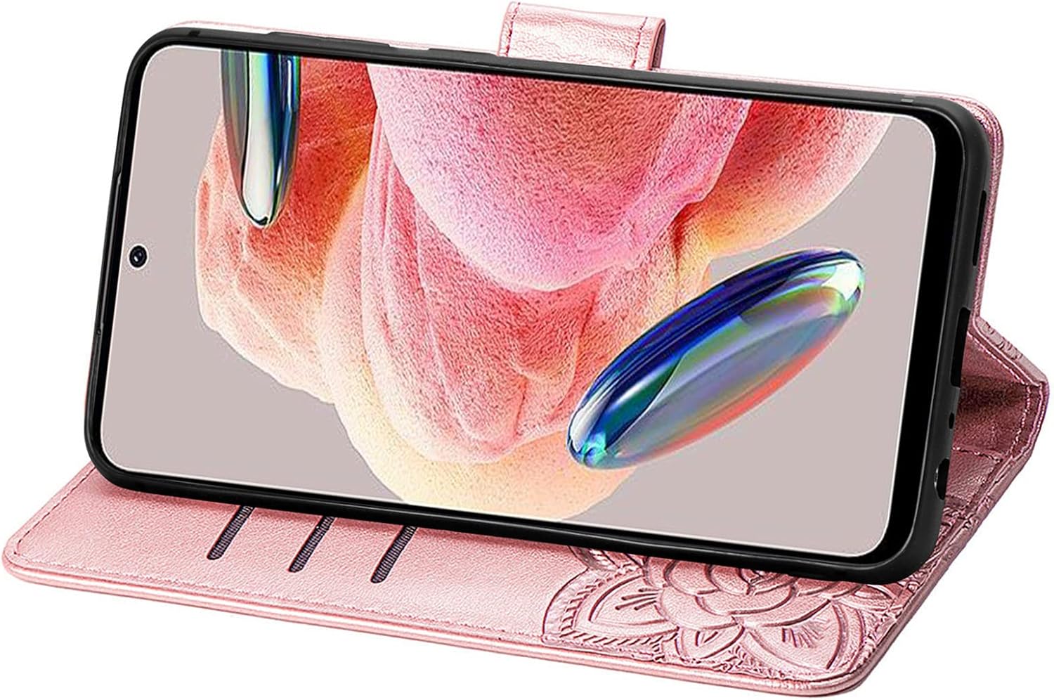 Ysnzaq Funda con patrón de mariposa en relieve para Xiaomi Redmi Note 12 4G (no 5G), funda de teléfono con función de cartera con diamantes de