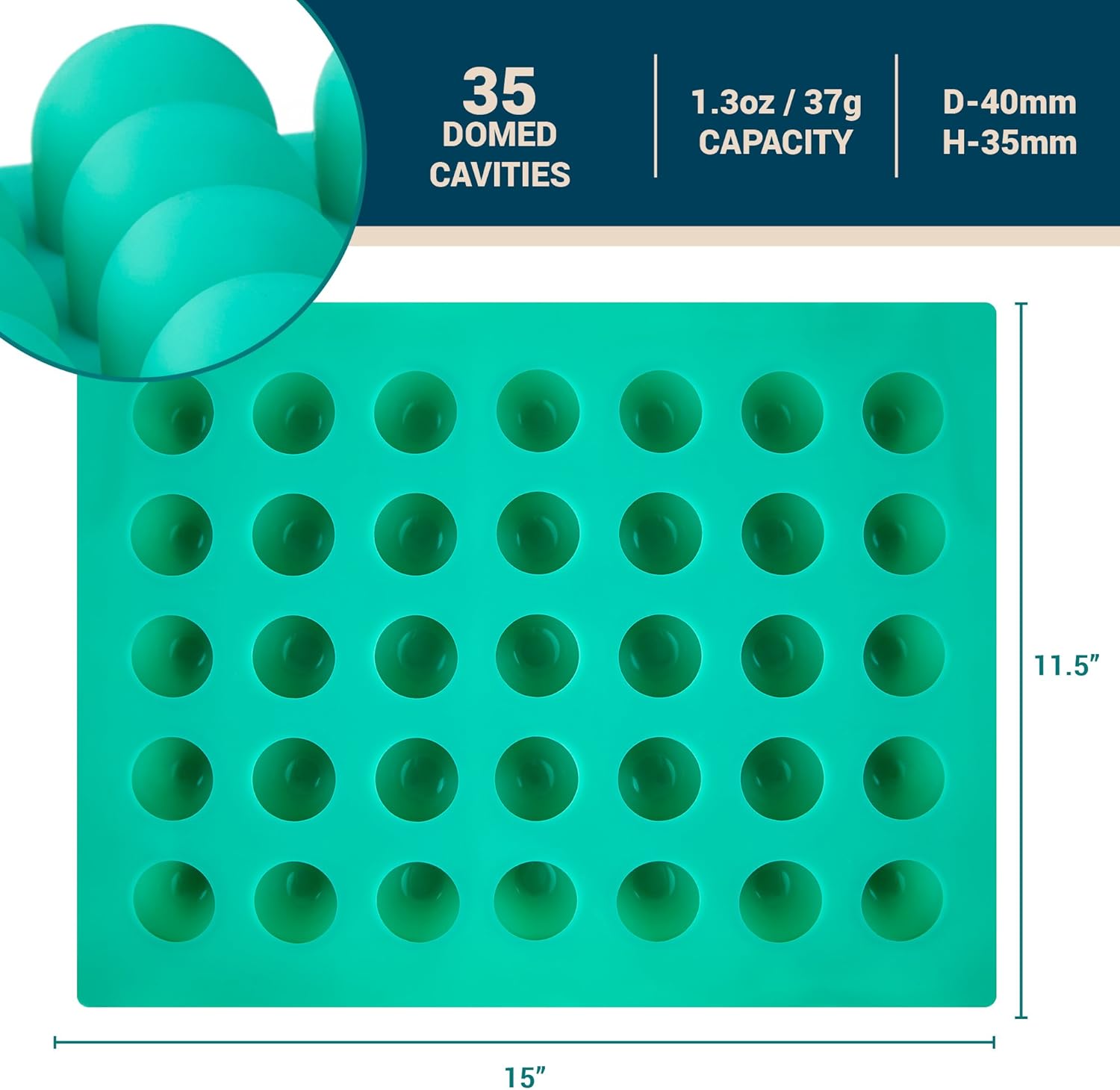 O’crème – Moldes de silicona de trufa, molde redondo de silicona, uso comercial y no comercial, moldes esféricos para trufas de chocolate, ganache,
