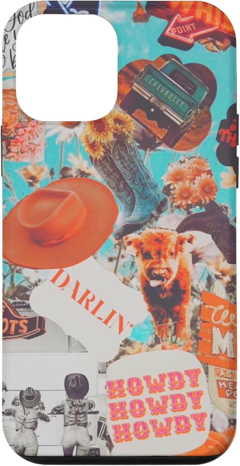 Carcasa retro para iPhone 12 mini Cowboy Cowgirl Howdy Western Ranch Boho Southwestern