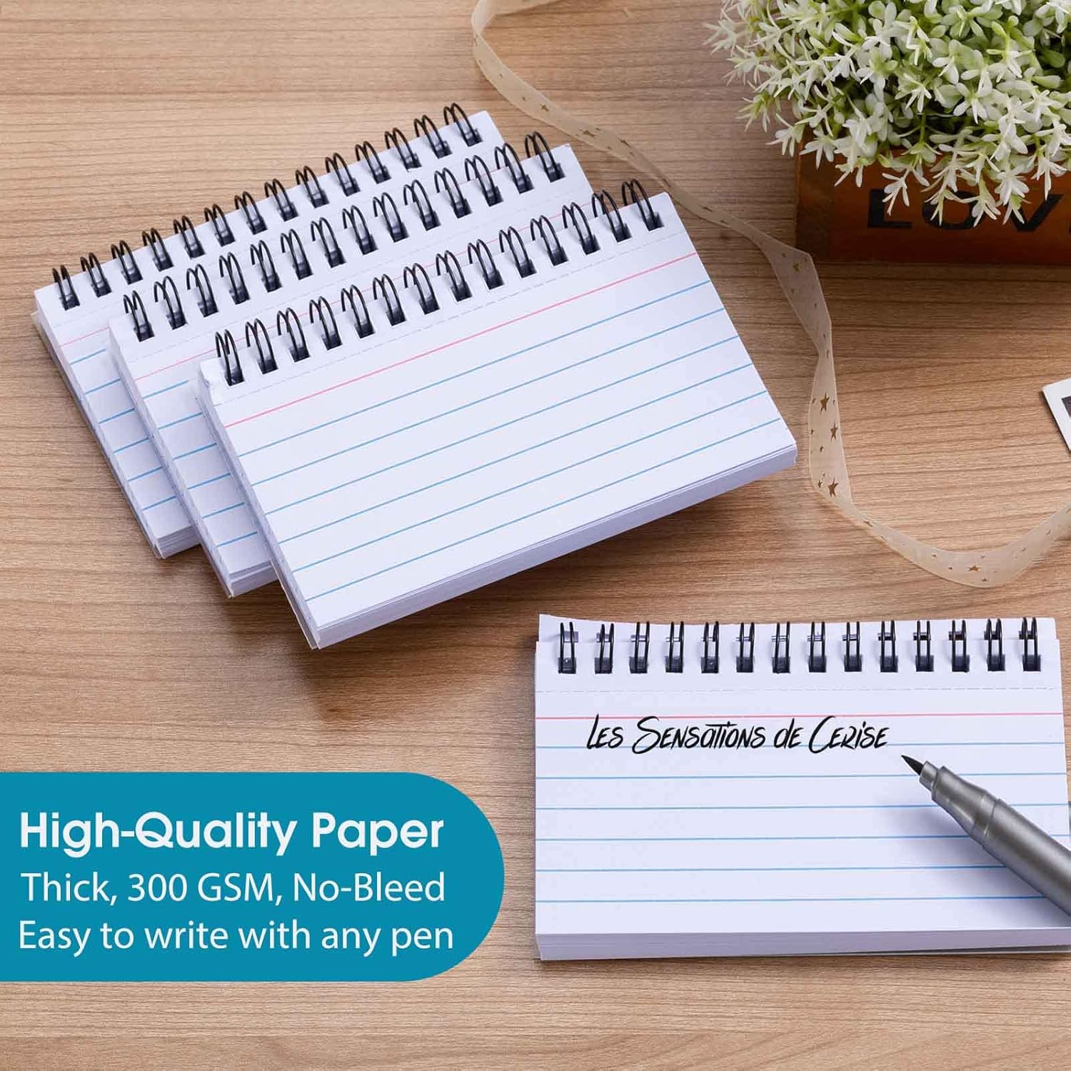 400 tarjetas de índice premium, tarjeta de aprendizaje blanca de 3 x 5 pulgadas, tarjetas de notas disponibles de doble cara, anillo de papel