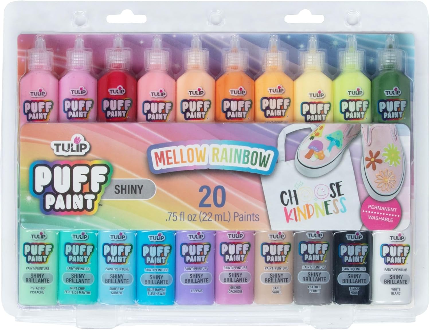TULIP Puff Paint – Paquete de 20 unidades, arcoíris suave, paquete de pintura de tela dimesnional