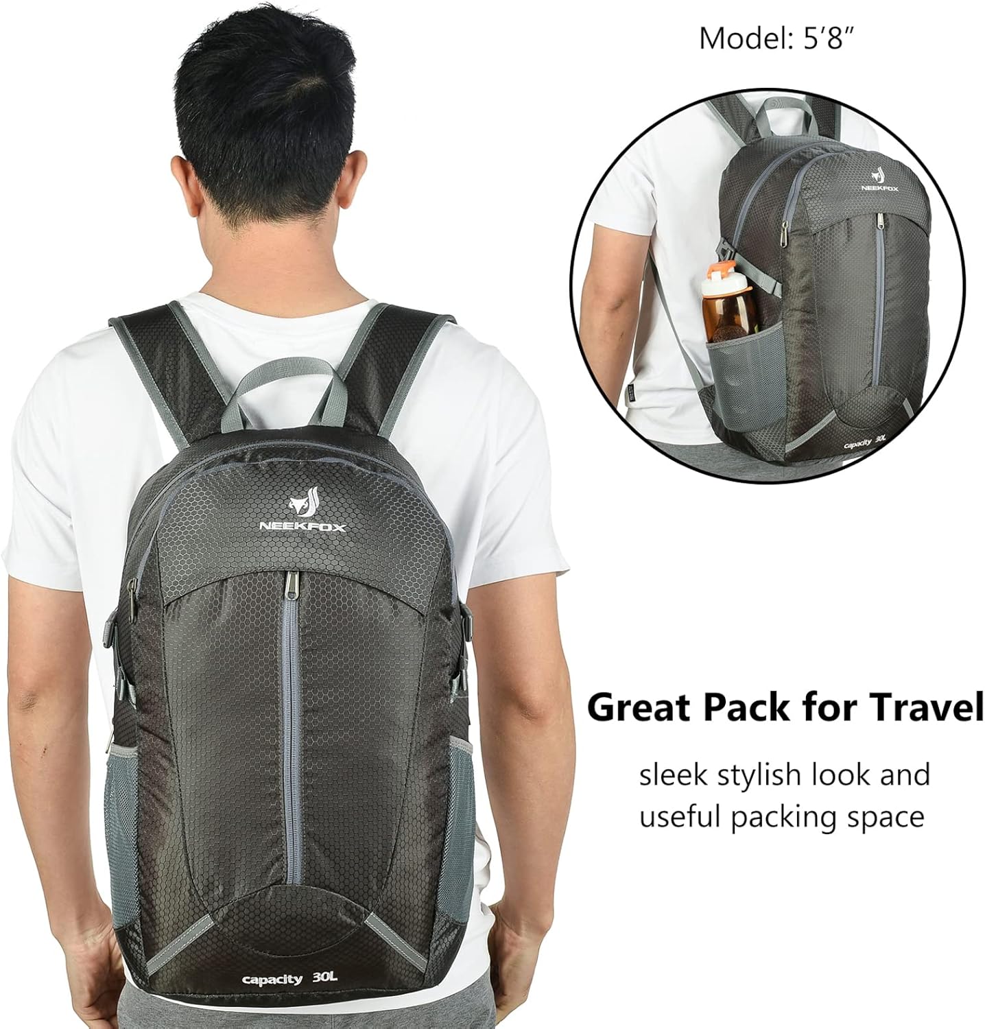 NEEKFOX 30L Hiking Backpack Foldable Lightweight Packable Sports Travel Day