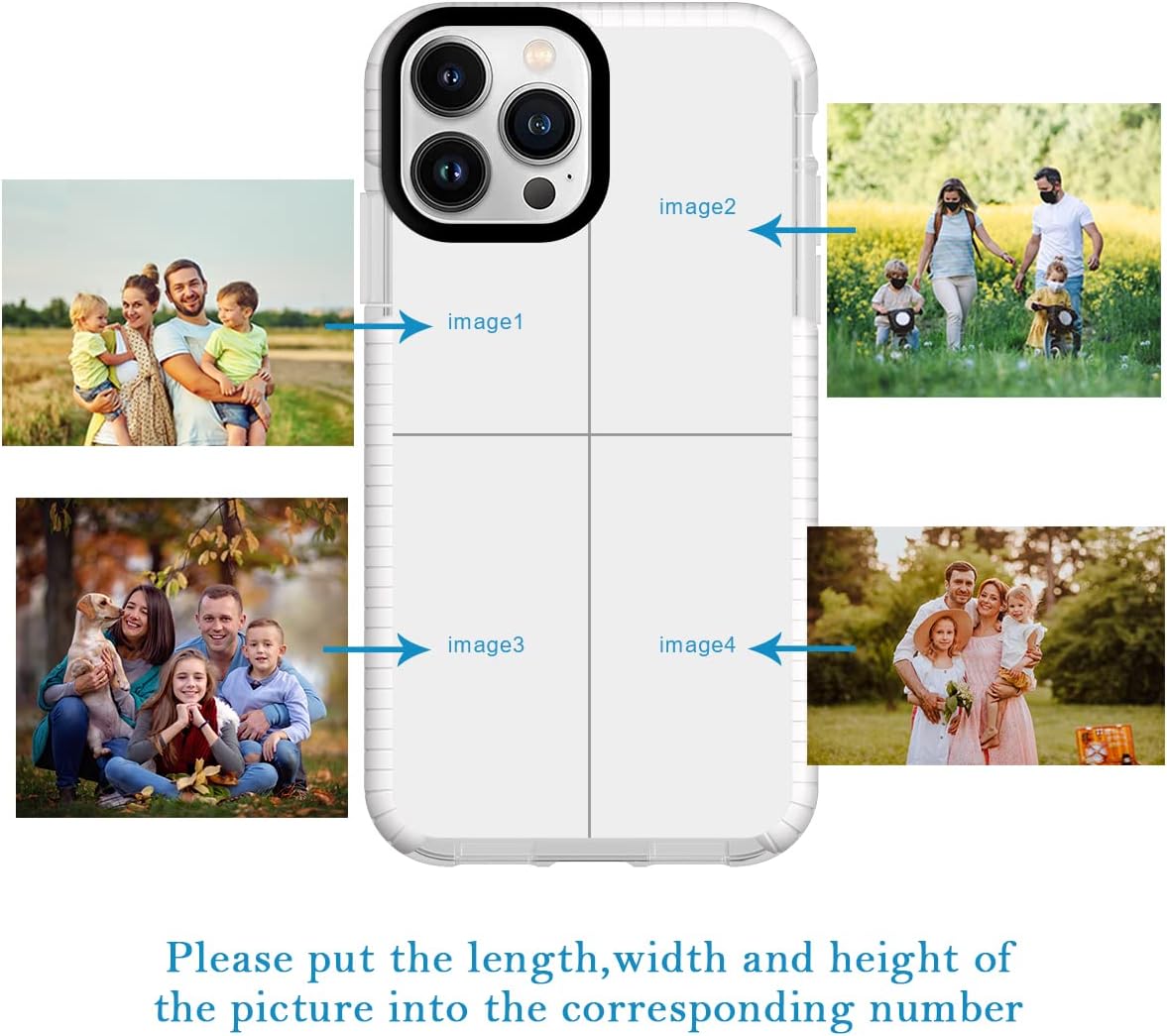 Funda de teléfono personalizada para iPhone 15 Pro Max personalizada con collage de múltiples imágenes, resistente a los impactos, funda protectora
