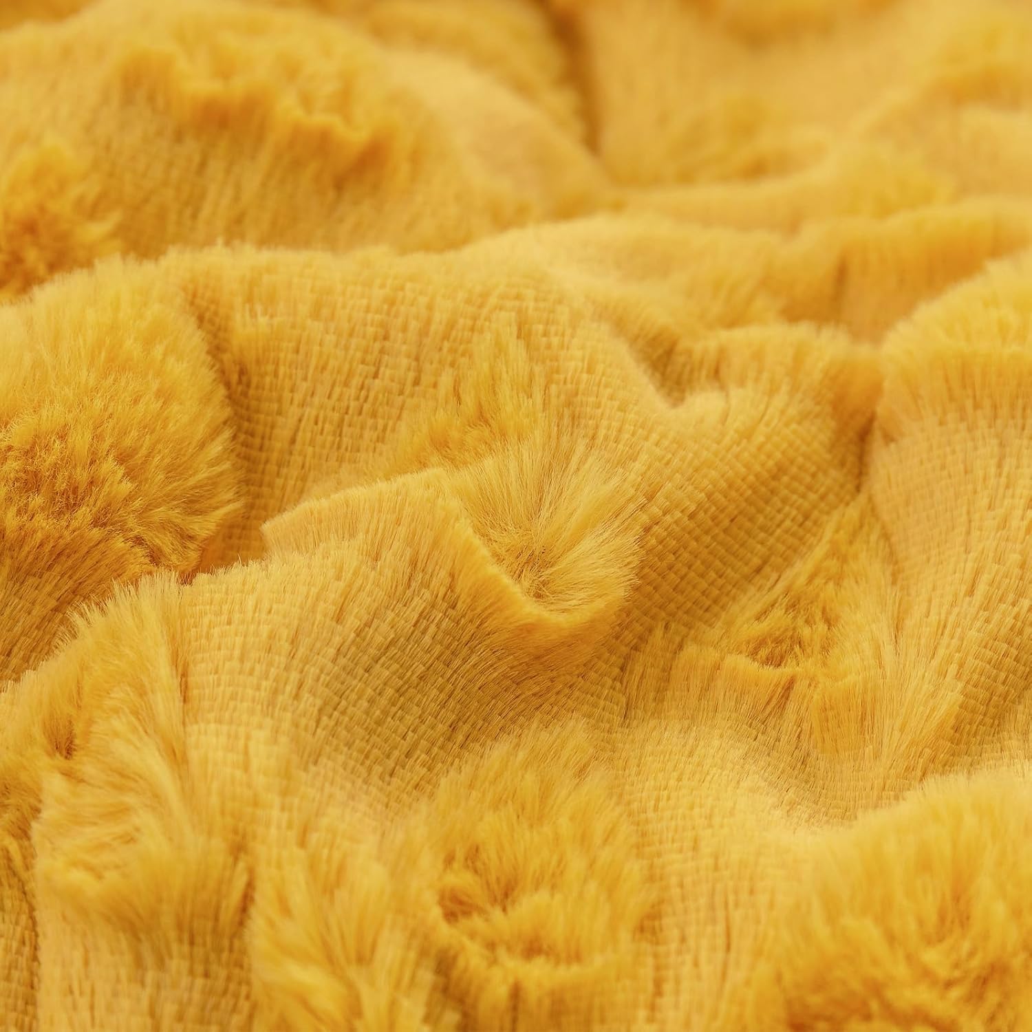 LOMAO Manta para sofá  Manta de vellón de piel sintética, suave y mullida, acogedora manta de regalo para cama, sofá (60 x 80 pulgadas, amarillo)