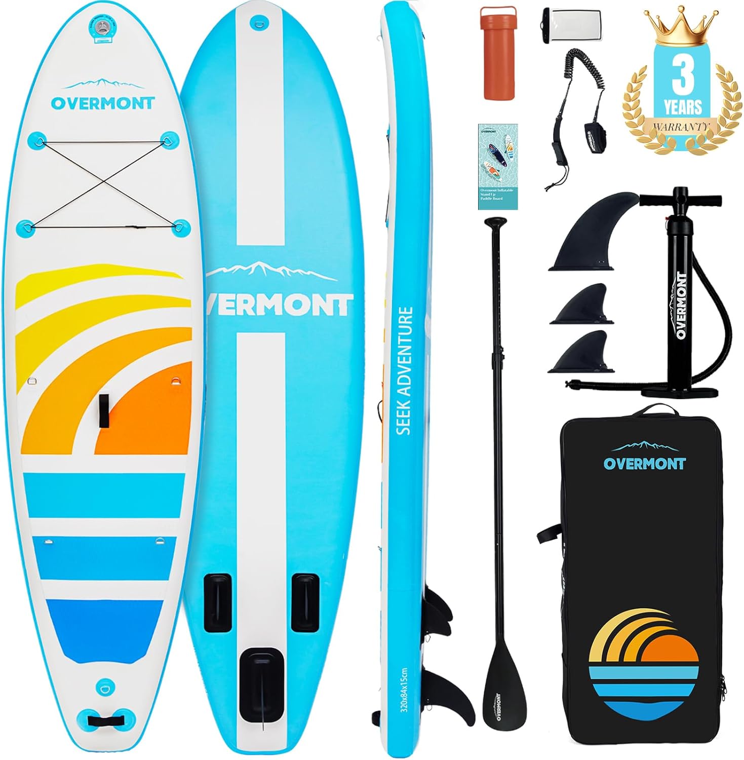 Overmont Inflatable Stand Up Paddle Board with Premium SUP Accessories, 106 Wide Durable Design, Non-Slip Stable Deck for Youth & Adults of All
