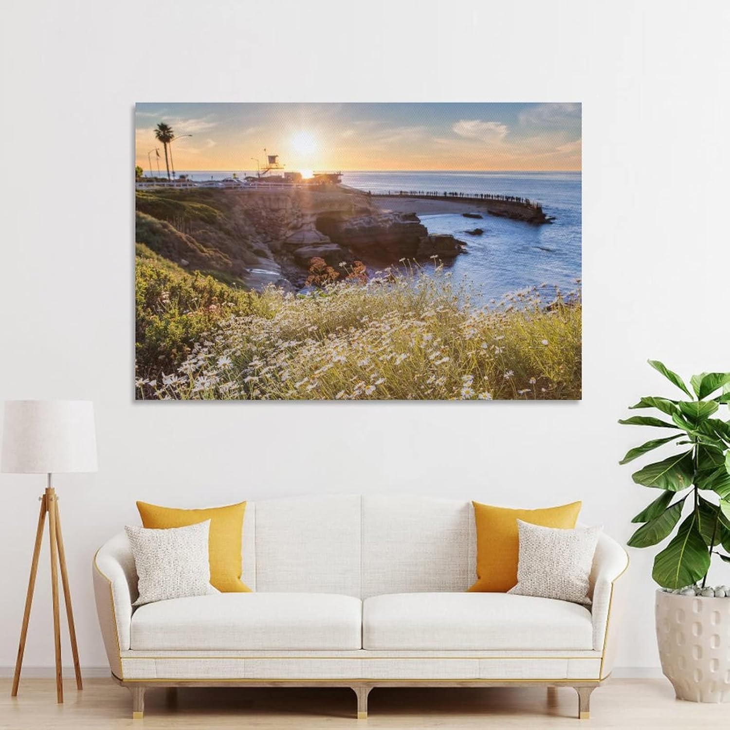 Lienzo impreso para pared, diseño de puesta de sol en la playa de La Jolla Cove, San Diego, California, lienzo para pared, pósteres e impresiones