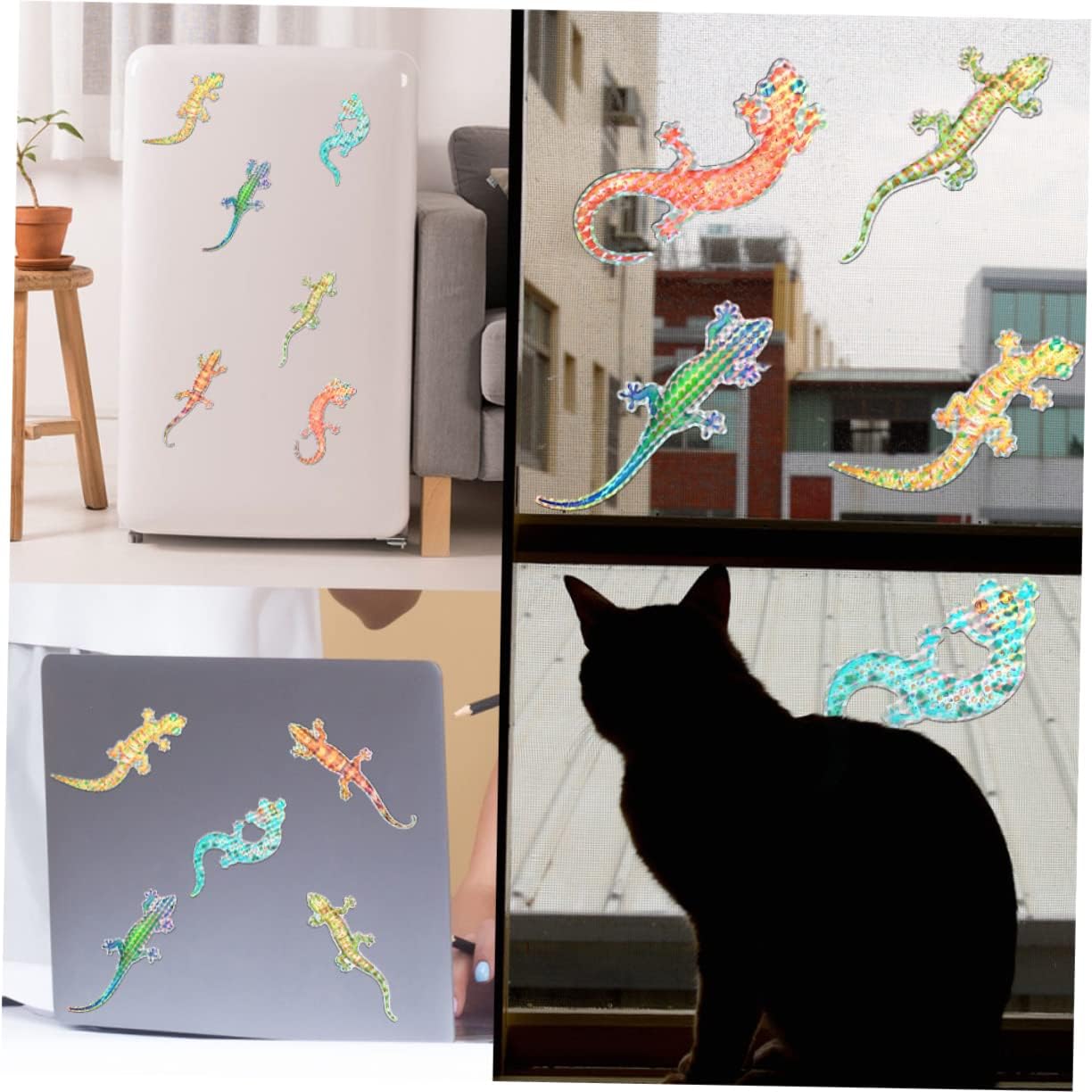 IMIKEYA 48 Pcs Gecko Magnetic Sticker Window Stickers Iridescent Decor 3D Wall Decor Garden Birds Wall Anti-Collision Window Decals Static Window