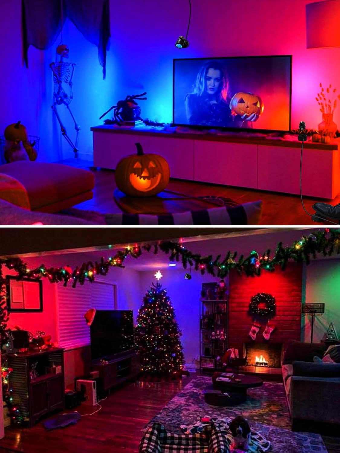 DOREIO Focos LED para interiores de 3 W, luces de iluminación RGB para interiores, lámpara de foco para plantas de 120 V, decoración de iluminación