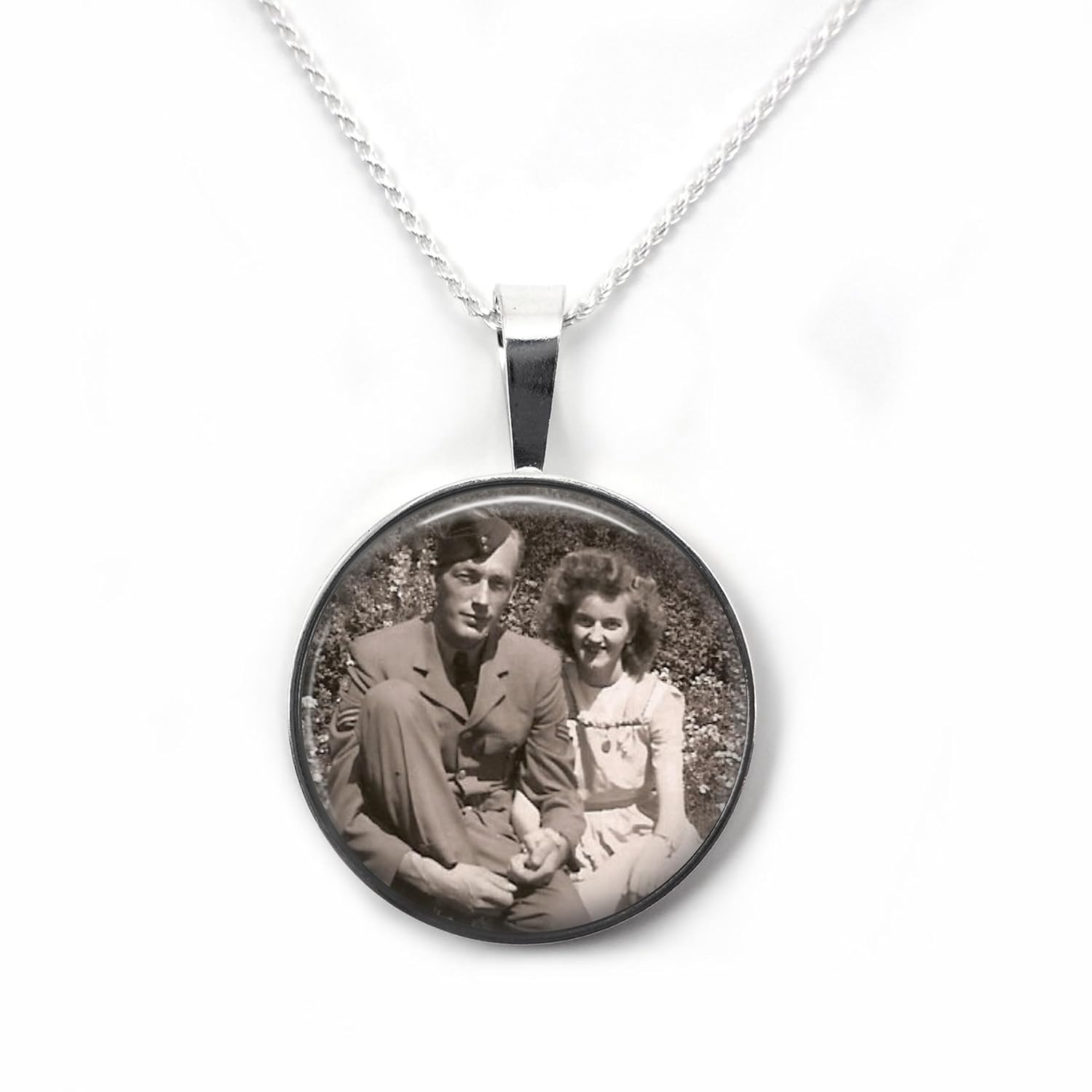 925 Sterling Silver Custom Photo Necklace – Upload Your Image Personalized Picture Charm In Memory Jewelry with Optional Engraving