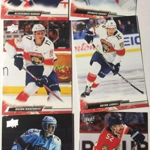 2022-23 Upper Deck Series 1 Florida Panthers Base No SP Veteran Team Set of 6 Cards #74 Aleksander Barkov #75 Spencer Knight #76 Anton Lundell #77 2022-23 Upper Deck Series 1 Florida Panthers Base No SP Veteran Team Set of 6 Cards #74 Aleksander Barkov #75 Spencer Knight #76 Anton Lundell #77