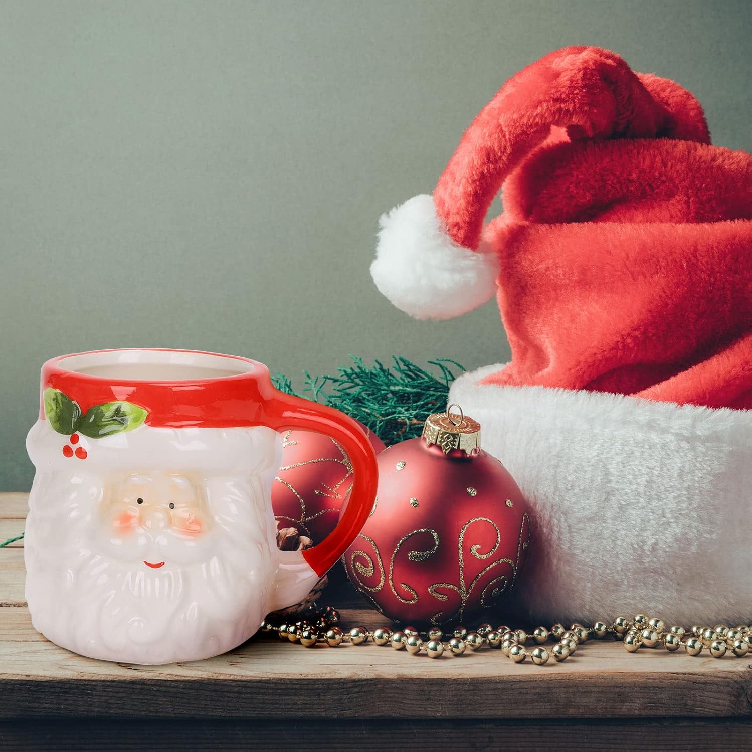 Whaline 2 tazas de Navidad, lindas tazas de Papá Noel, muñeco de nieve, tazas de café de vacaciones de invierno, regalo divertido para familiares,