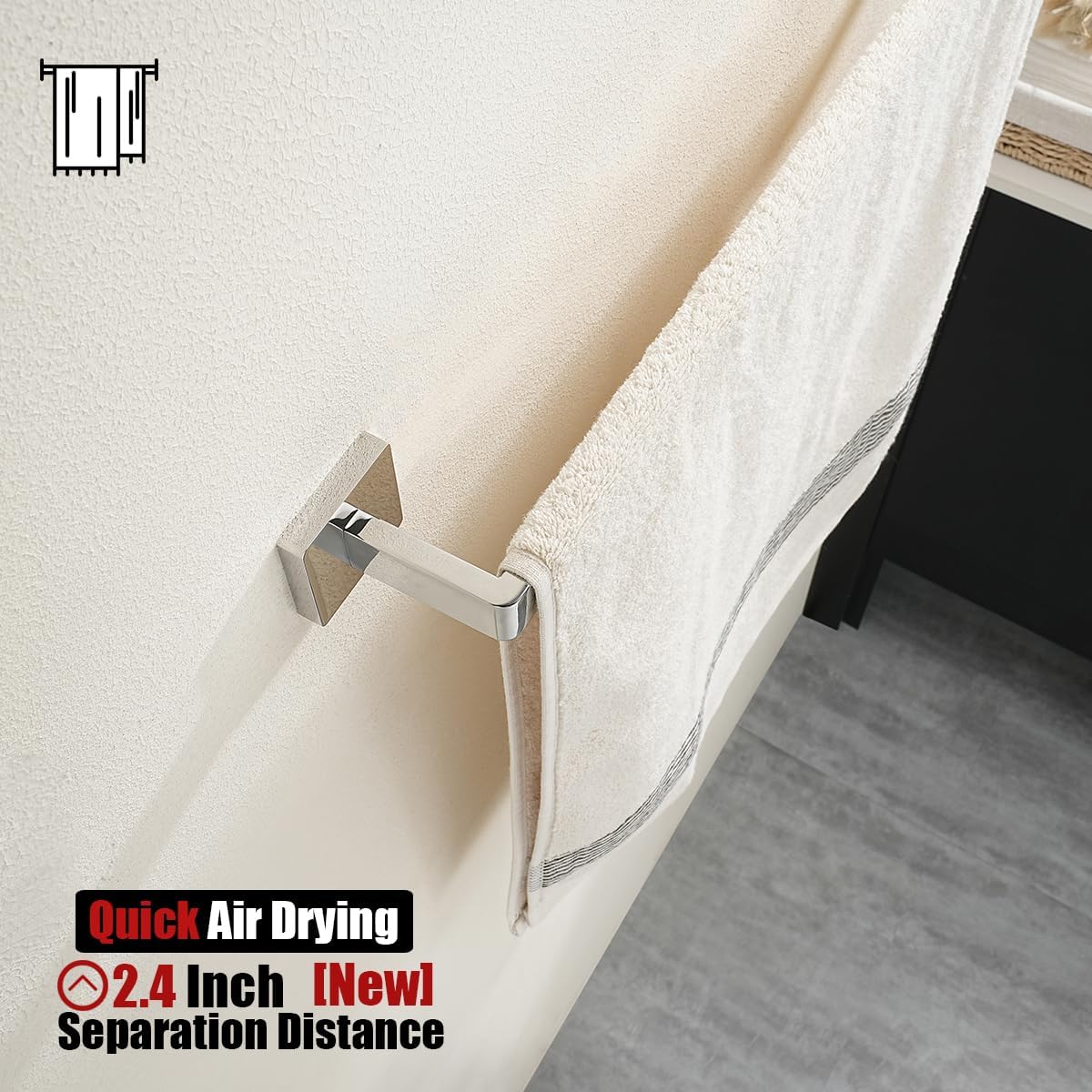 JQK Toallero de baño cromado, 30 pulgadas, acero inoxidable 304 de grosor de 0.031 in, soporte para toallas de baño, soporte de pared cromado