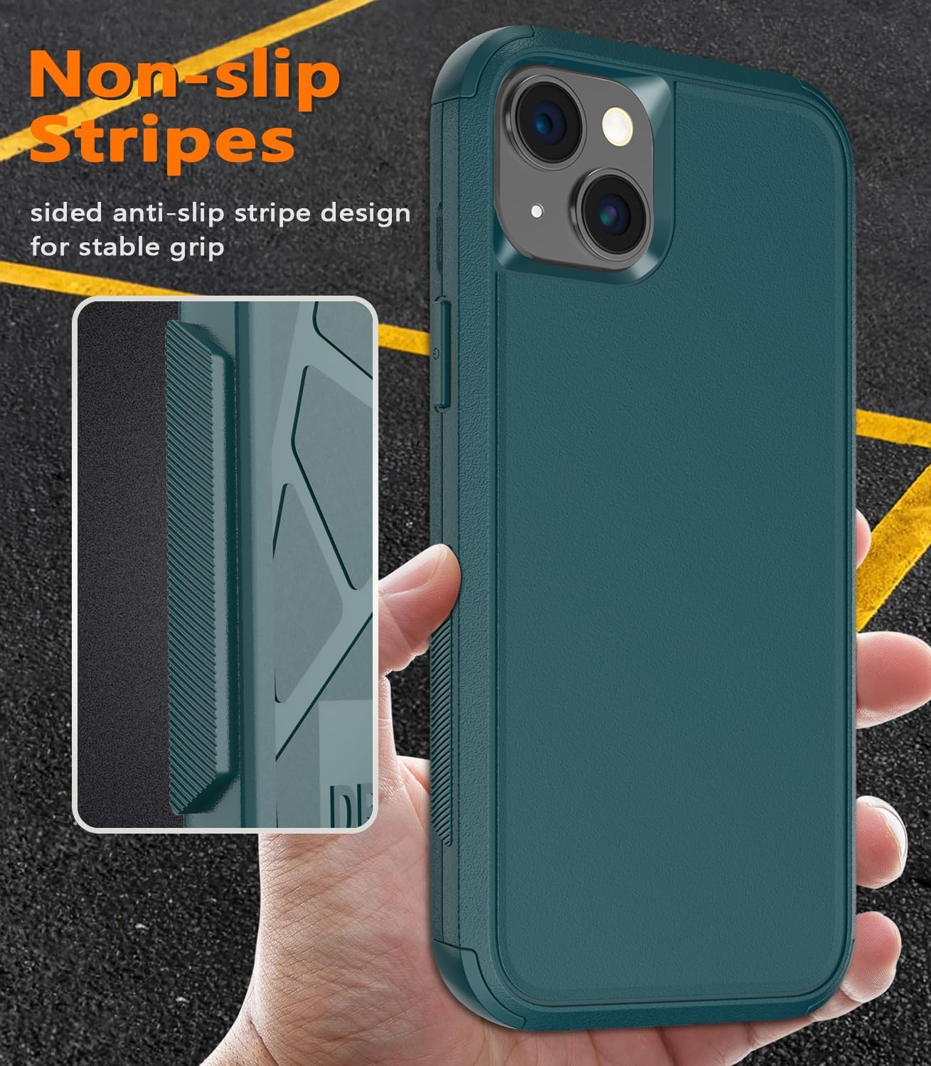 Diverbox Funda para iPhone 15 a prueba de golpes a prueba de caídas protector de pantalla de vidrio templado, funda de protección resistente para