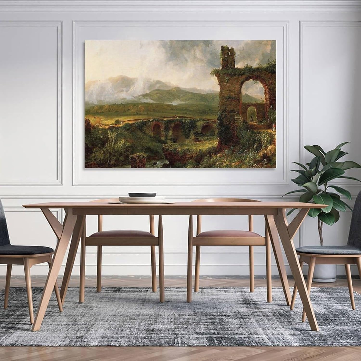 Painter Thomas Cole Painting Art Poster A View near Tivoli (Morning) Home Decor Poster Wall Art Hanging Picture Print Bedroom Decorative Painting