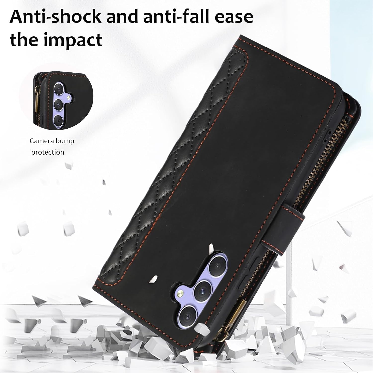 Asuwish Funda de teléfono para Samsung Galaxy A54 5G Funda tipo cartera con protector de pantalla de vidrio templado y correa cruzada para la muñeca