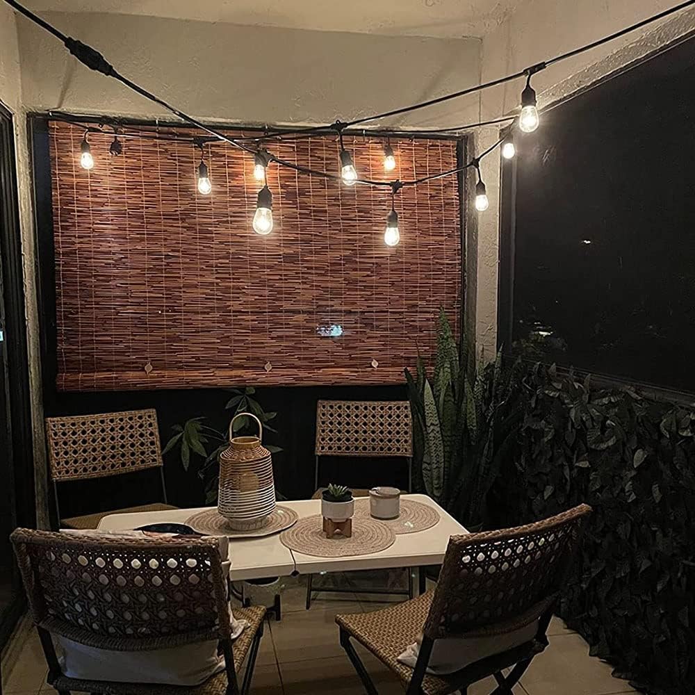 Persianas enrollables de bambú de 18, 22, 28, 32, 36, 40, 44, 48, 60, 72, 78 pulgadas, para exteriores, con elevador, sin cordón, persianas de bambú