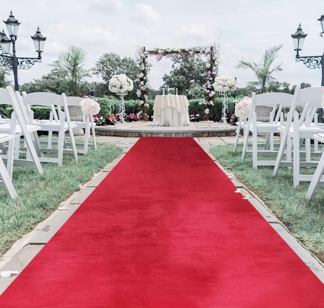 QueenDream Camino de pasillo para ceremonia de boda, camino de terciopelo burdeos de 4.5 x 15 pies, decoración de recepción de boda