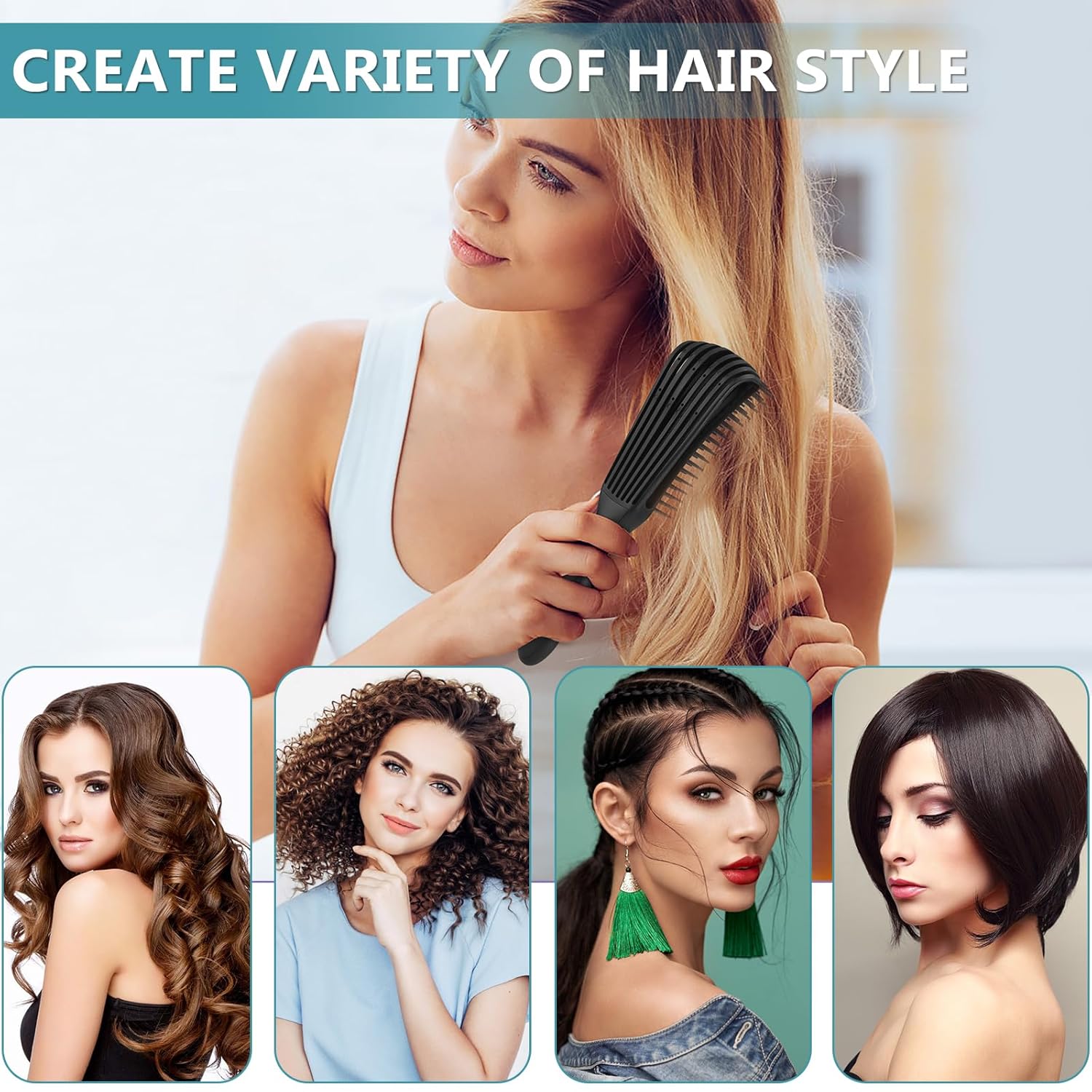 BRUSHZOO – Cepillo de pelo con peine para peinar el cabello, cepillos desenredantes para mujeres, hombres y niños, cabello rizado, juego de cepillos