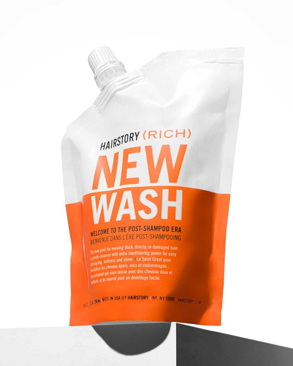 New Wash (RICH) Kit, champú seco en polvo de 1.35 onzas, bolsa de 8 onzas + cepillo para el cuero cabelludo, ingredientes orgánicos no tóxicos,