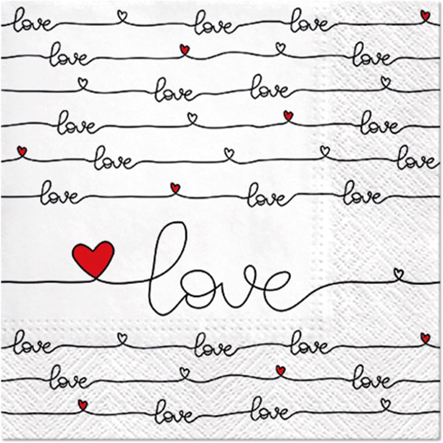 AM Décor – 20 servilletas de papel suave de 3 capas de papel de papel de 13 x 13 pulgadas (desplegadas) Love