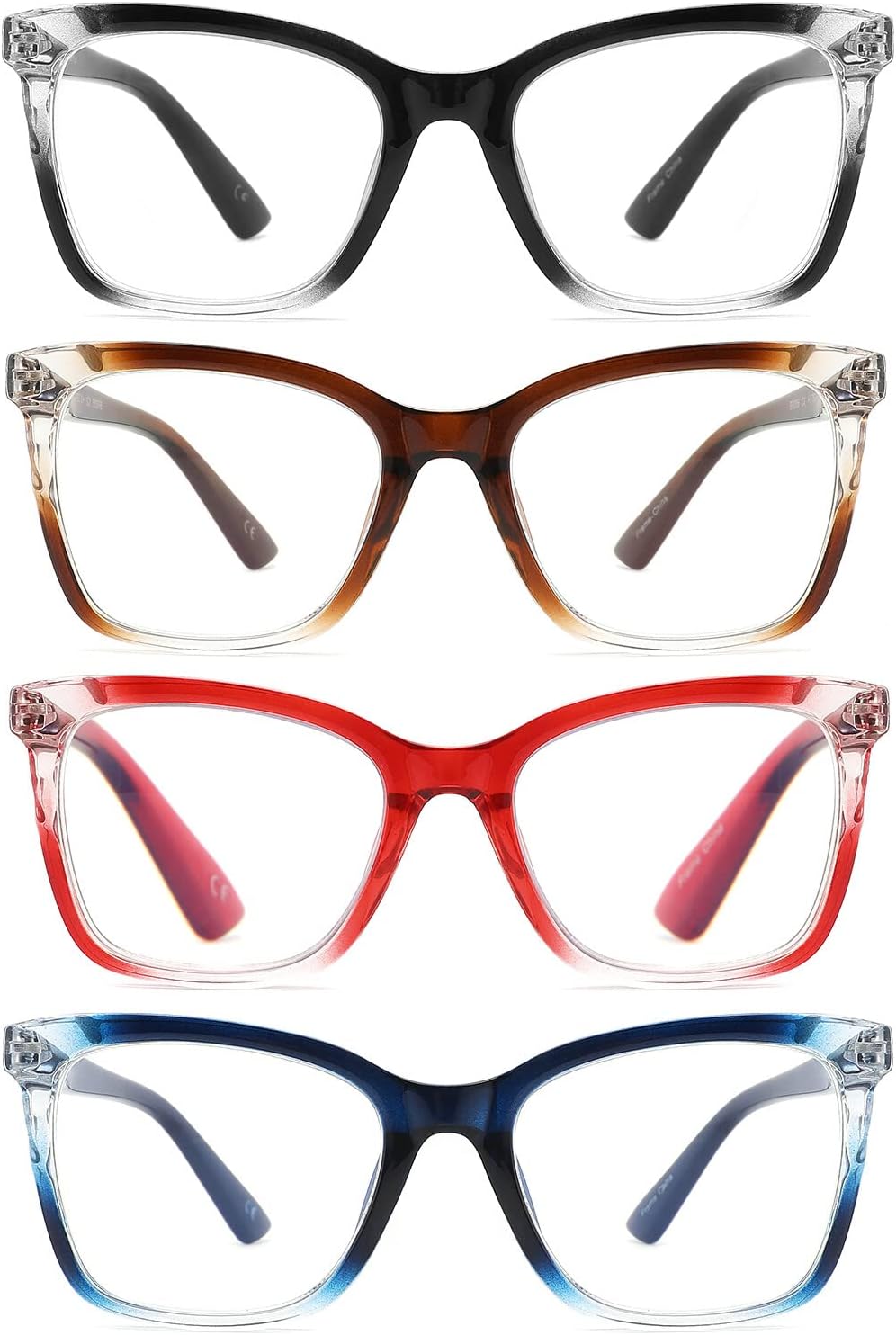 IVNUOYI Paquete de 4 lentes de lectura para mujeres y hombres, lectores de bloqueo de luz azul, lentes con marco de mariposa con bisagras de resorte